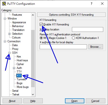 putty 的设置示意图
